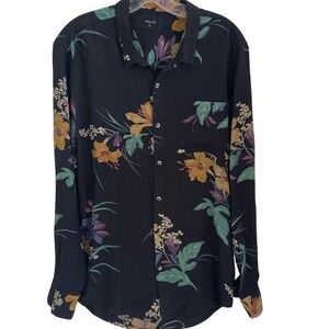 ROLLAS Mens Floral Print Long Sleeve Button Up Shirt Size M Tropical Hawaiian